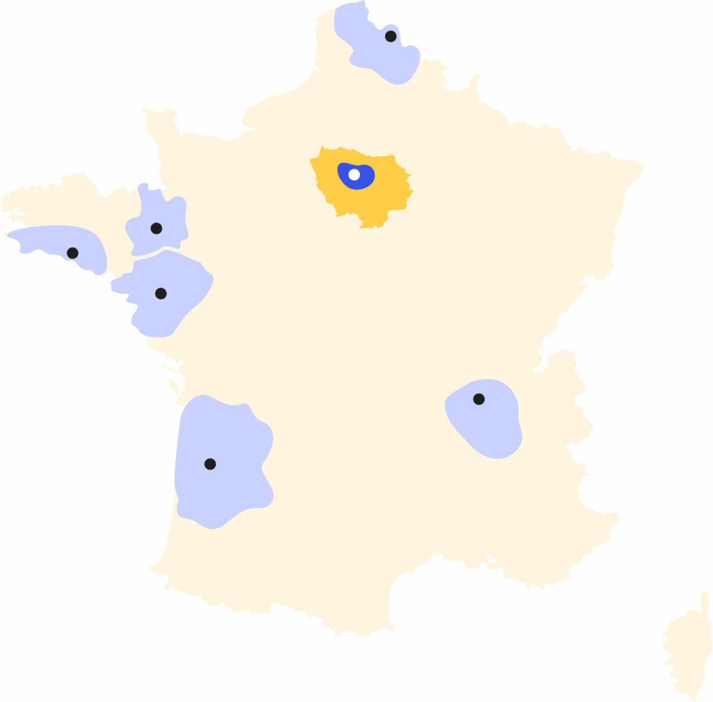 Carte montrant les régions couvertes par CLA et en particulier Ile-de-France