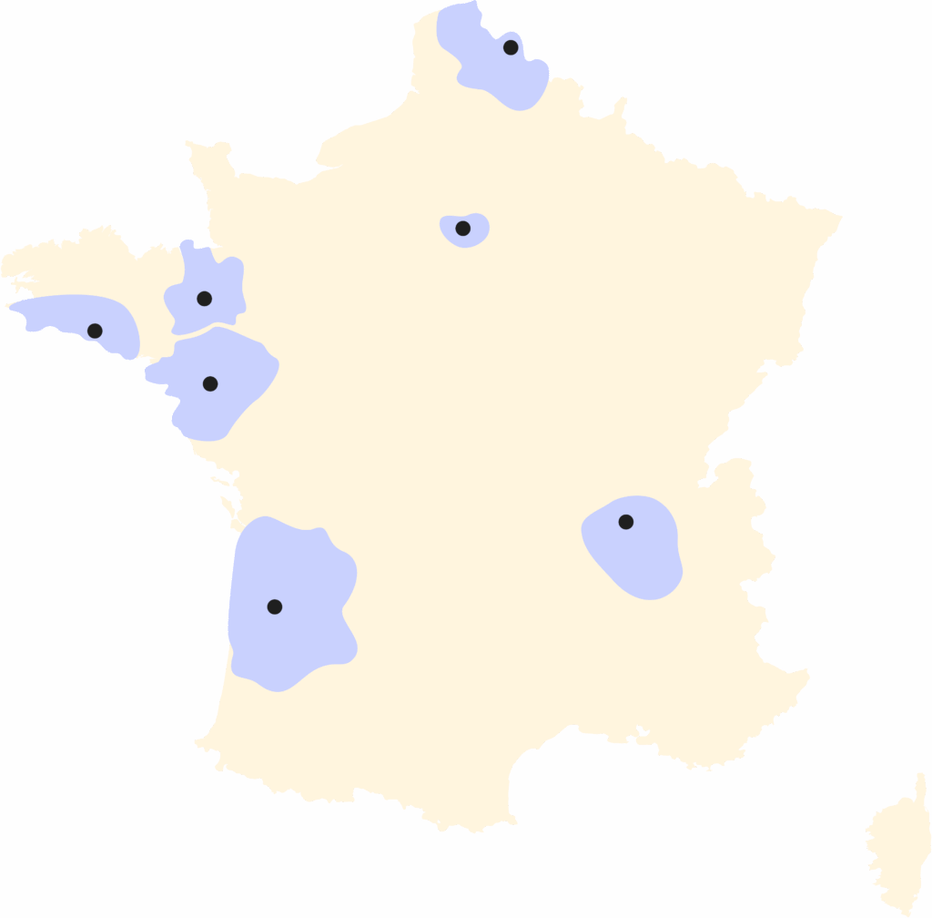 Carte montrant les régions couvertes par les antennes locales de CLA